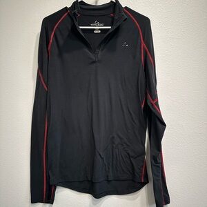 Paradox Merino Wool blend men’s small Black/Red Quarter-Zip Pullover,baselayer